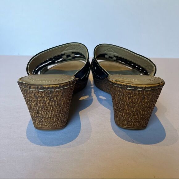 Patrizia Sandals by Spring Step Size 8.5/39 Black/Tan Braided Slip On Wedge - Picture 8 of 9